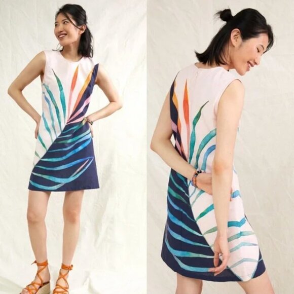 Anthropologie Conditions Apply Sleeveless Palm Print Shift Dress - Picture 2 of 6